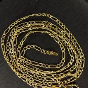 Solid 10K Yellow Italian Gold Figaro Chain Necklace 22” Long 2.0mm Wide